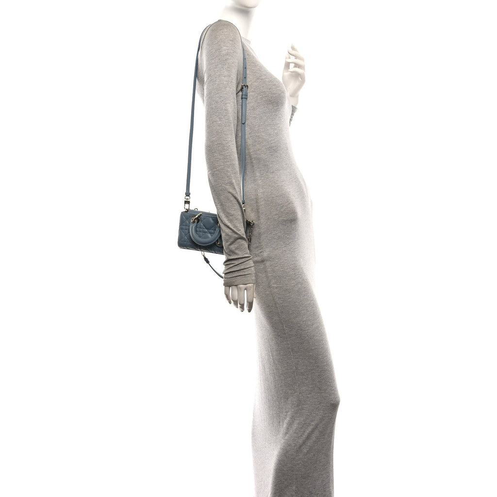 Lambskin Cannage Micro Lady D-Joy  Cloud Blue