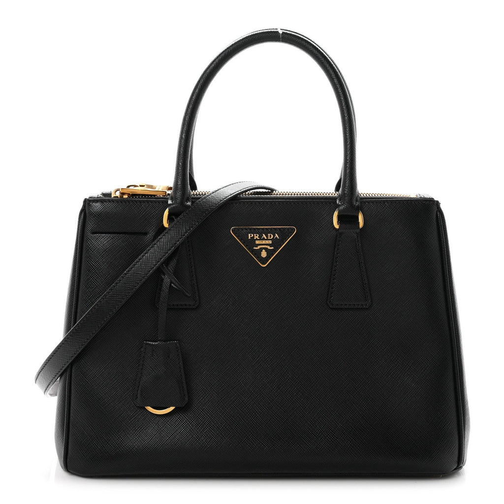 Saffiano Small Galleria Double Zip Tote Black
