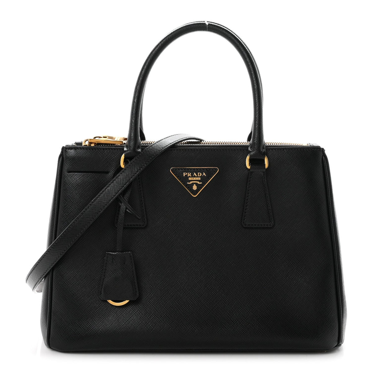 Saffiano Small Galleria Double Zip Tote Black