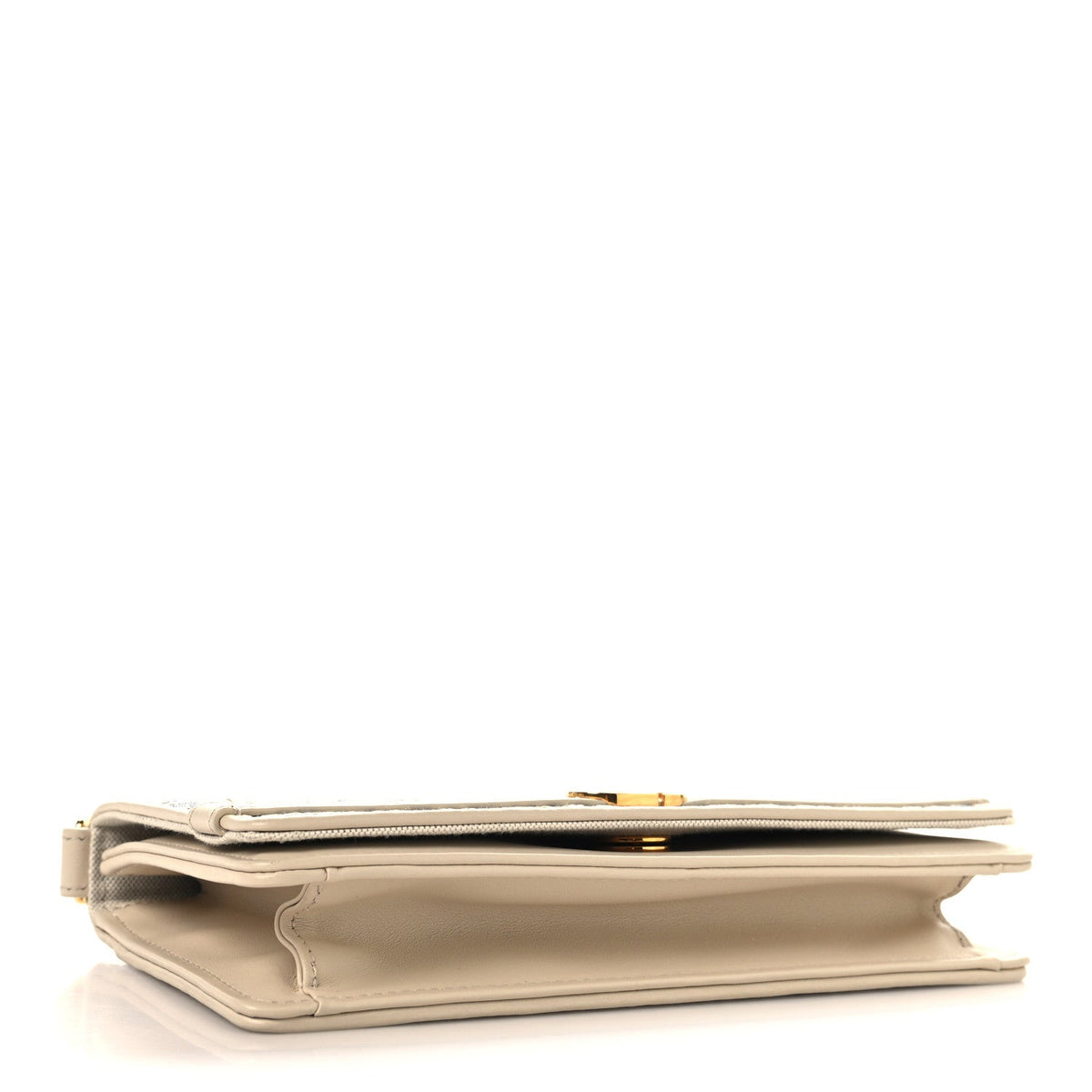 Oblique Chambray 30 Montaigne Cigale Pouch With Chain Blue Light Biscuit