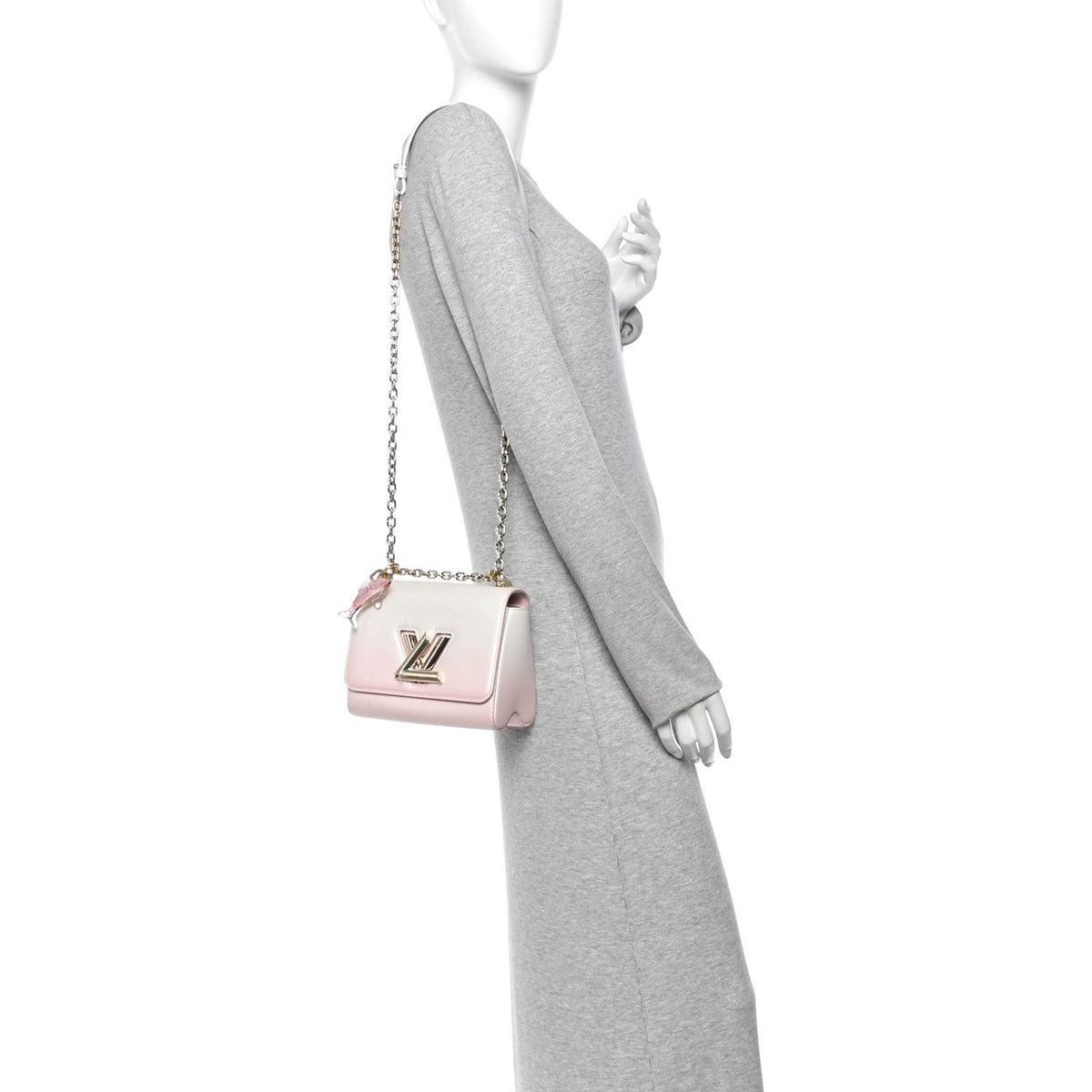 Calfskin Twist Chain Shoulder Bag PM Shaded Pink