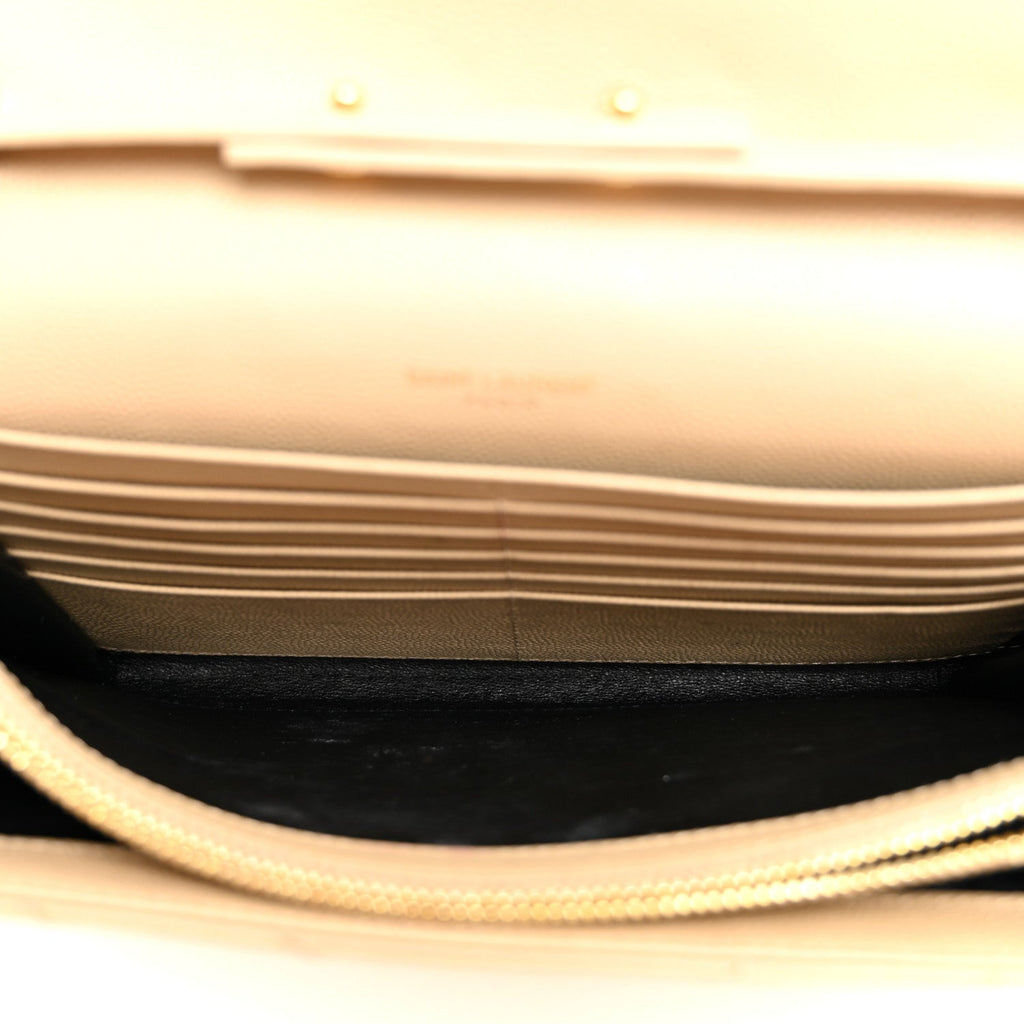 Grain De Poudre Matelasse Chevron Monogram Chain Wallet Dark Beige