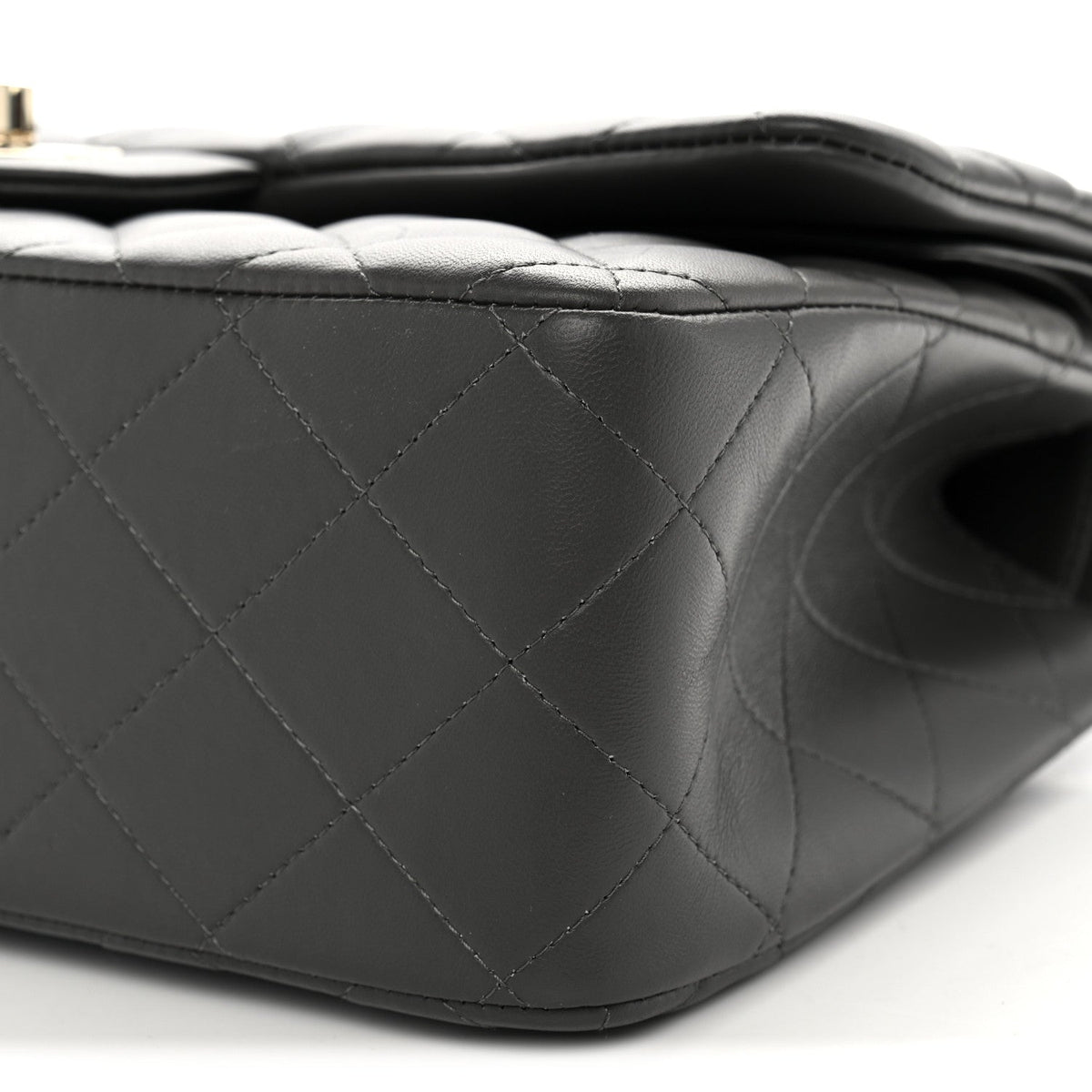 Lambskin Quilted Jumbo Double Flap Dark Grey