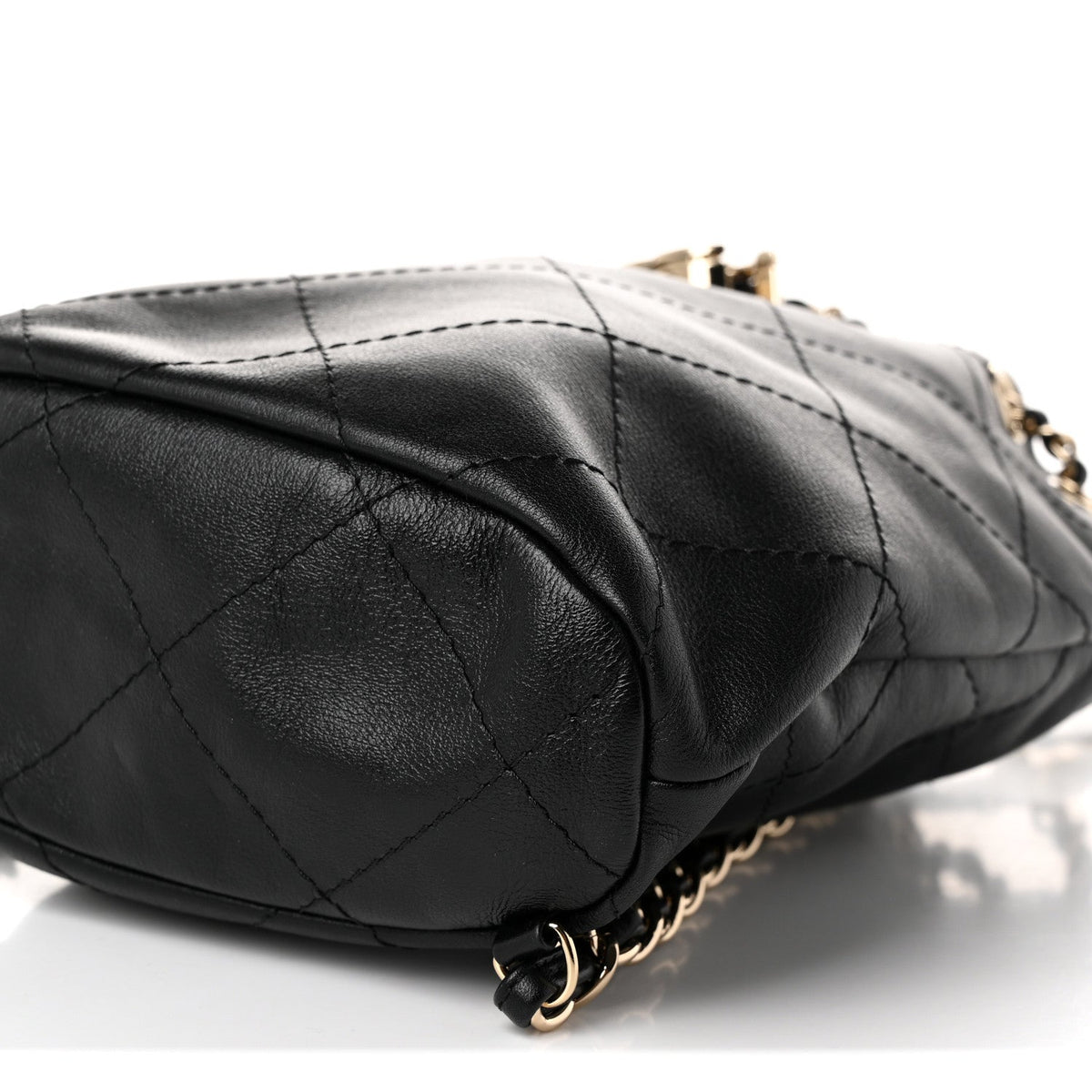 Calfskin Quilted Drawstring Backpack Black