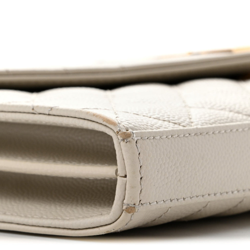 Grain De Poudre Mixed Matelasse Triquilt Monogram Chain Wallet Crema Soft