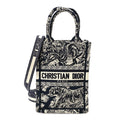 Canvas Toile de Jouy Reverse Embroidered Mini Book Tote Phone Bag Blue