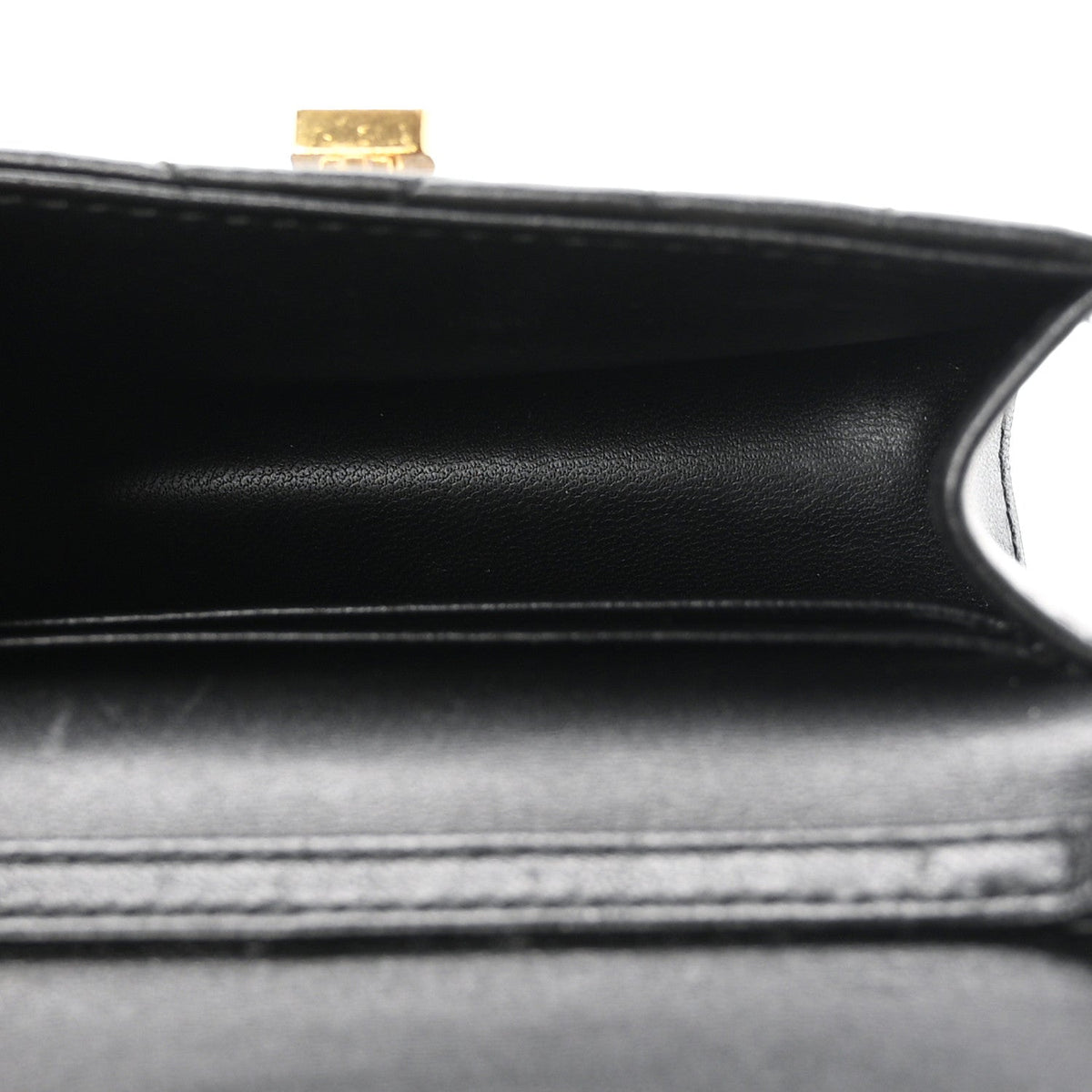 Lambskin Macrocannage Micro Miss Caro Pouch With Chain Black