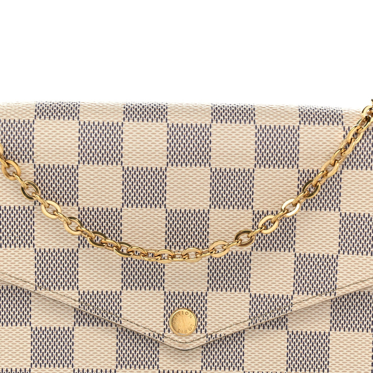 Damier Azur Pochette Felicie Chain Wallet Rose Ballerine