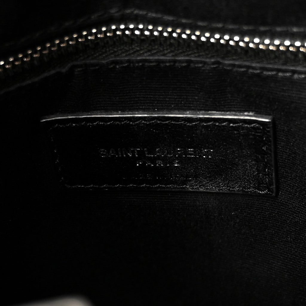 Calfskin Y Quilted Monogram Medium Loulou Chain Satchel Black