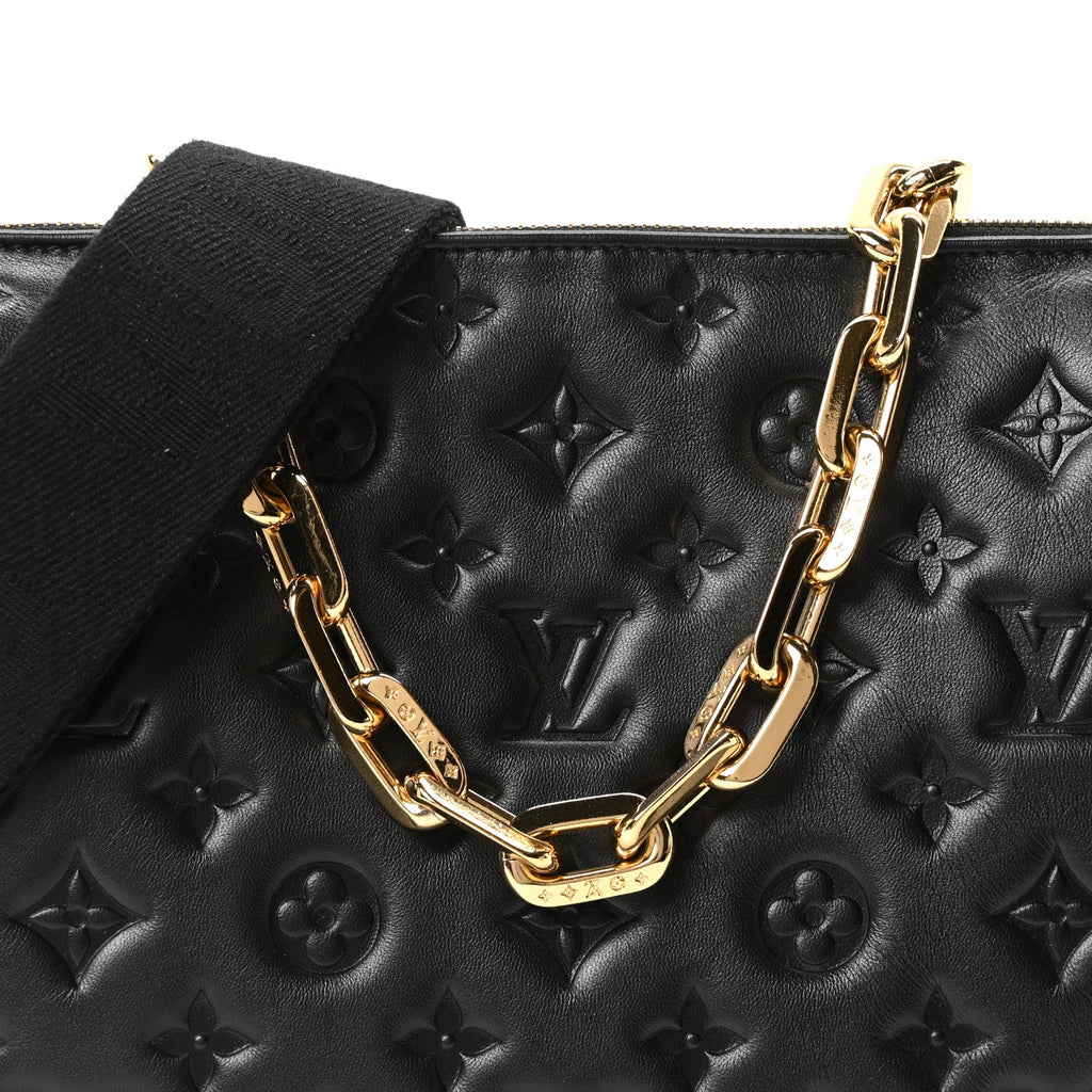 Lambskin Embossed Monogram Coussin PM Black