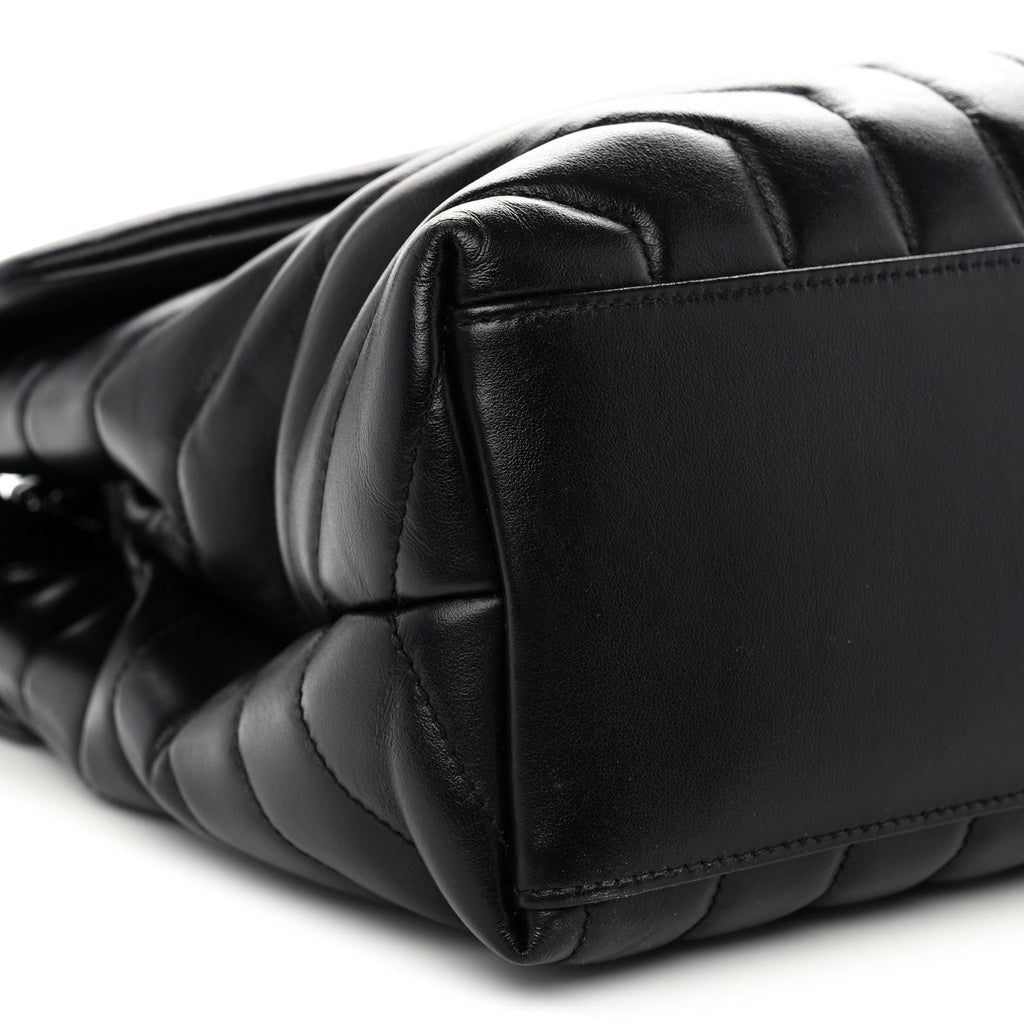 Calfskin Y Quilted Monogram Monochrome Medium Loulou Chain Satchel Black