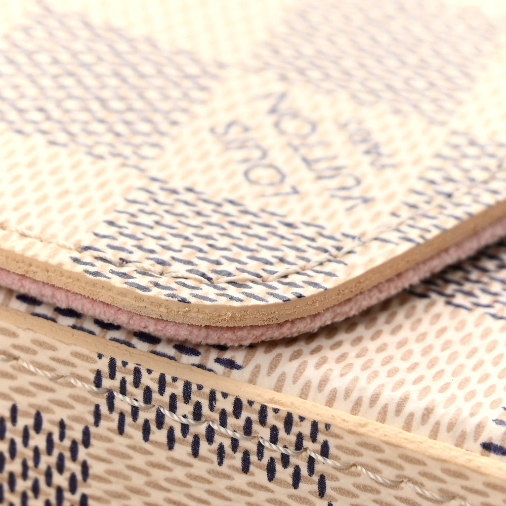 Damier Azur Pochette Felicie Chain Wallet Rose Ballerine