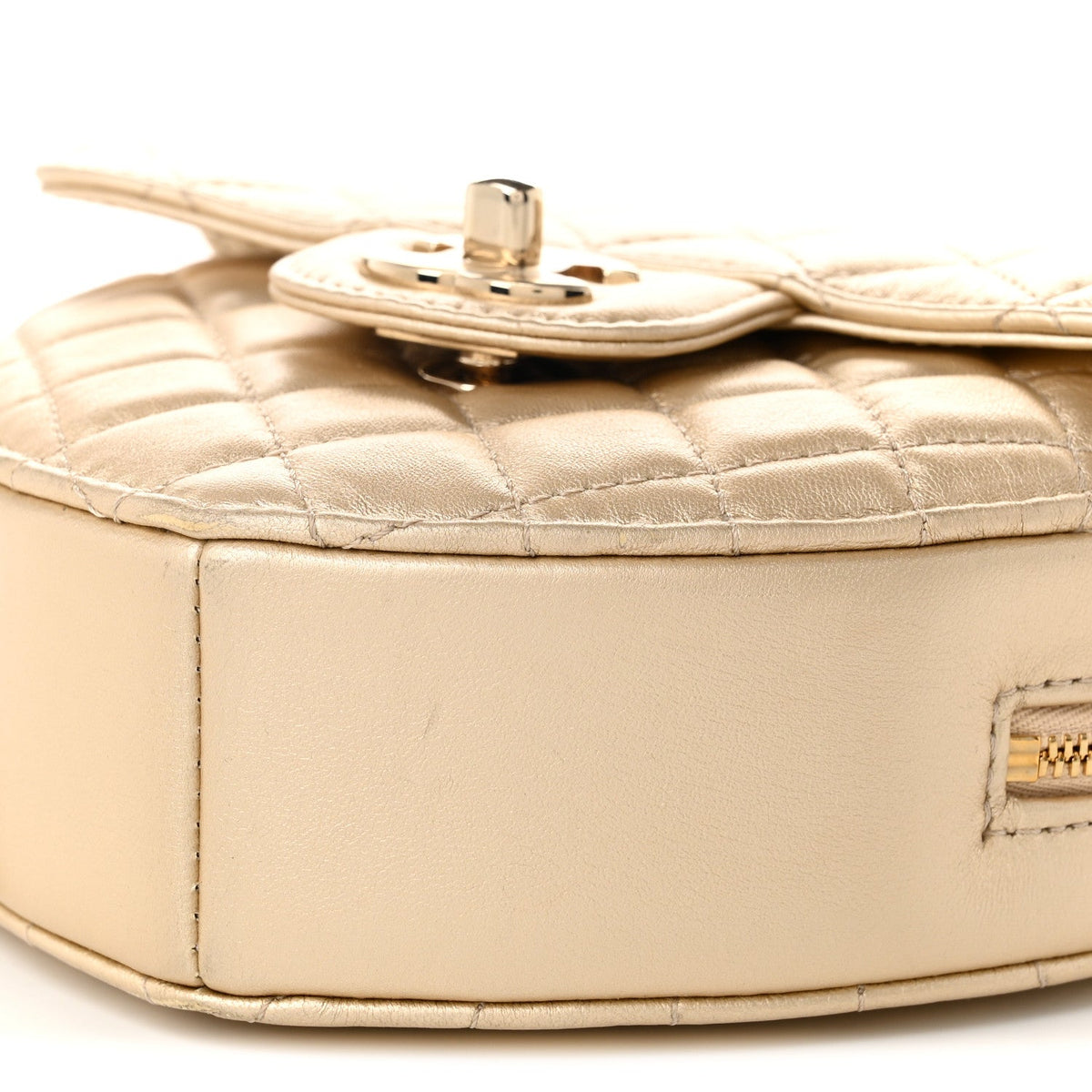 Metallic Lambskin Quilted CC In Love Heart Bag Gold