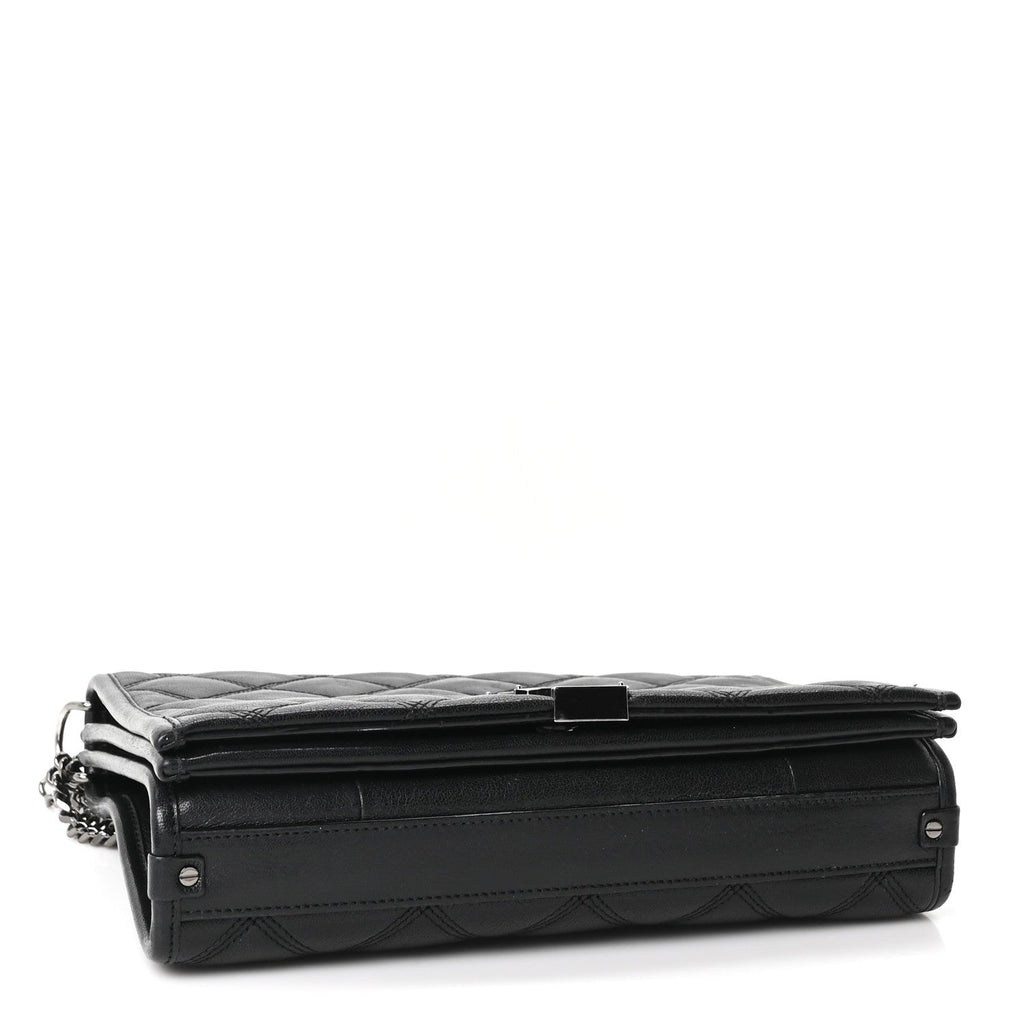 Lambskin Quilted Mini Becky Chain Bag Black