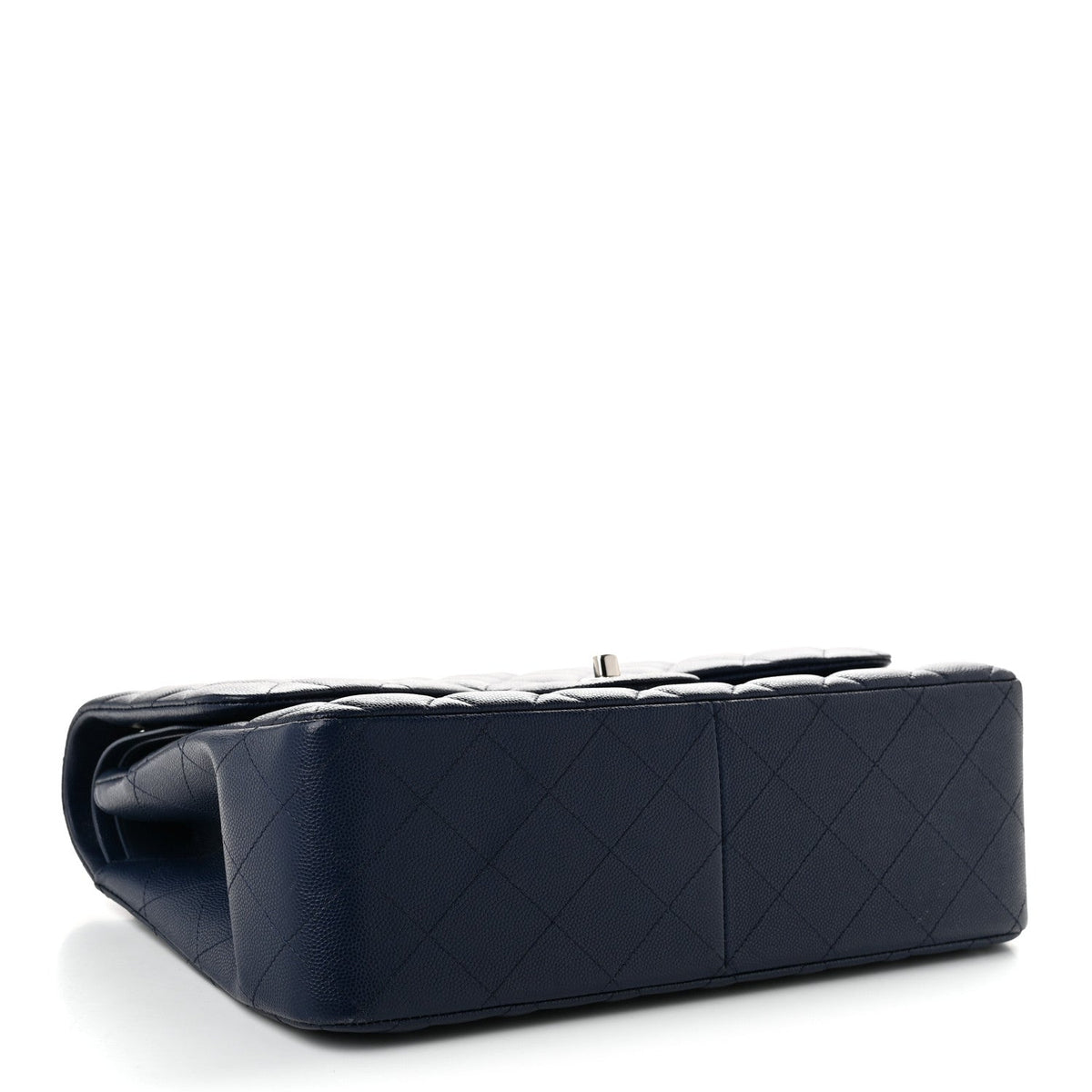 Caviar Quilted Jumbo Double Flap Navy Blue