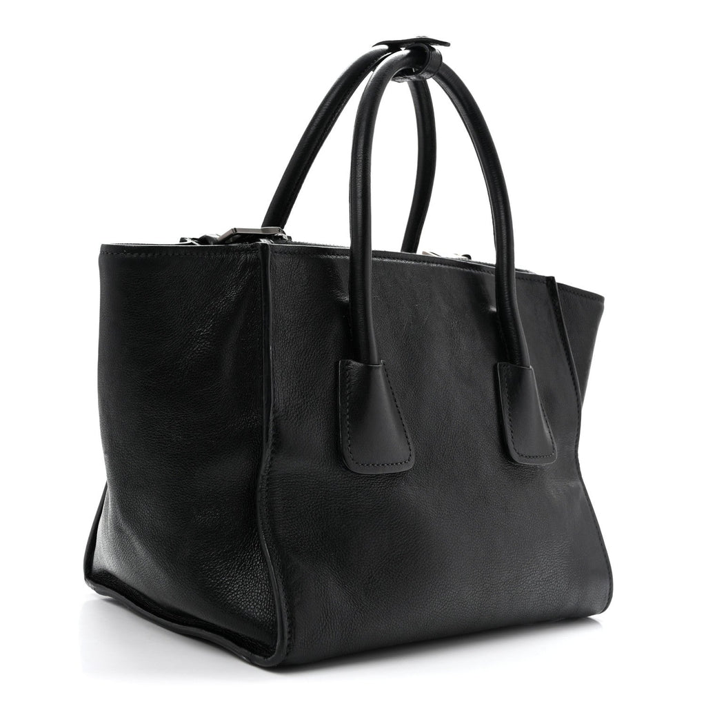 Glace Calf Twin Pocket Tote Black