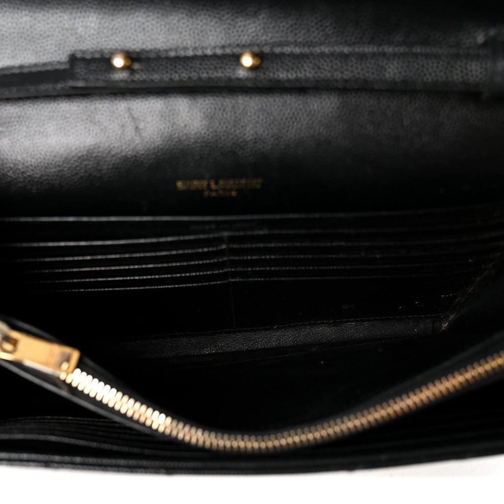 Grain De Poudre Matelasse Chevron Monogram Chain Wallet Black