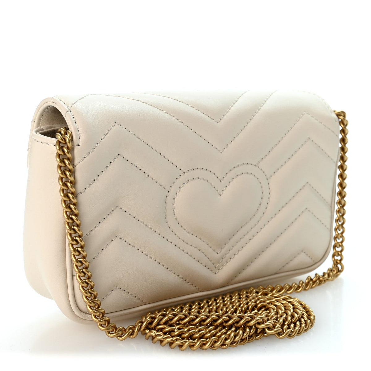 Calfskin Matelasse Super Mini GG Marmont Shoulder Bag White