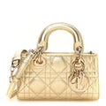 Metallic Lambskin Cannage Micro Lady D-Joy Gold