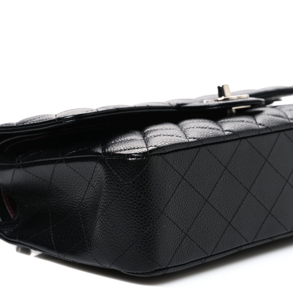 Caviar Quilted Medium Double Flap Black