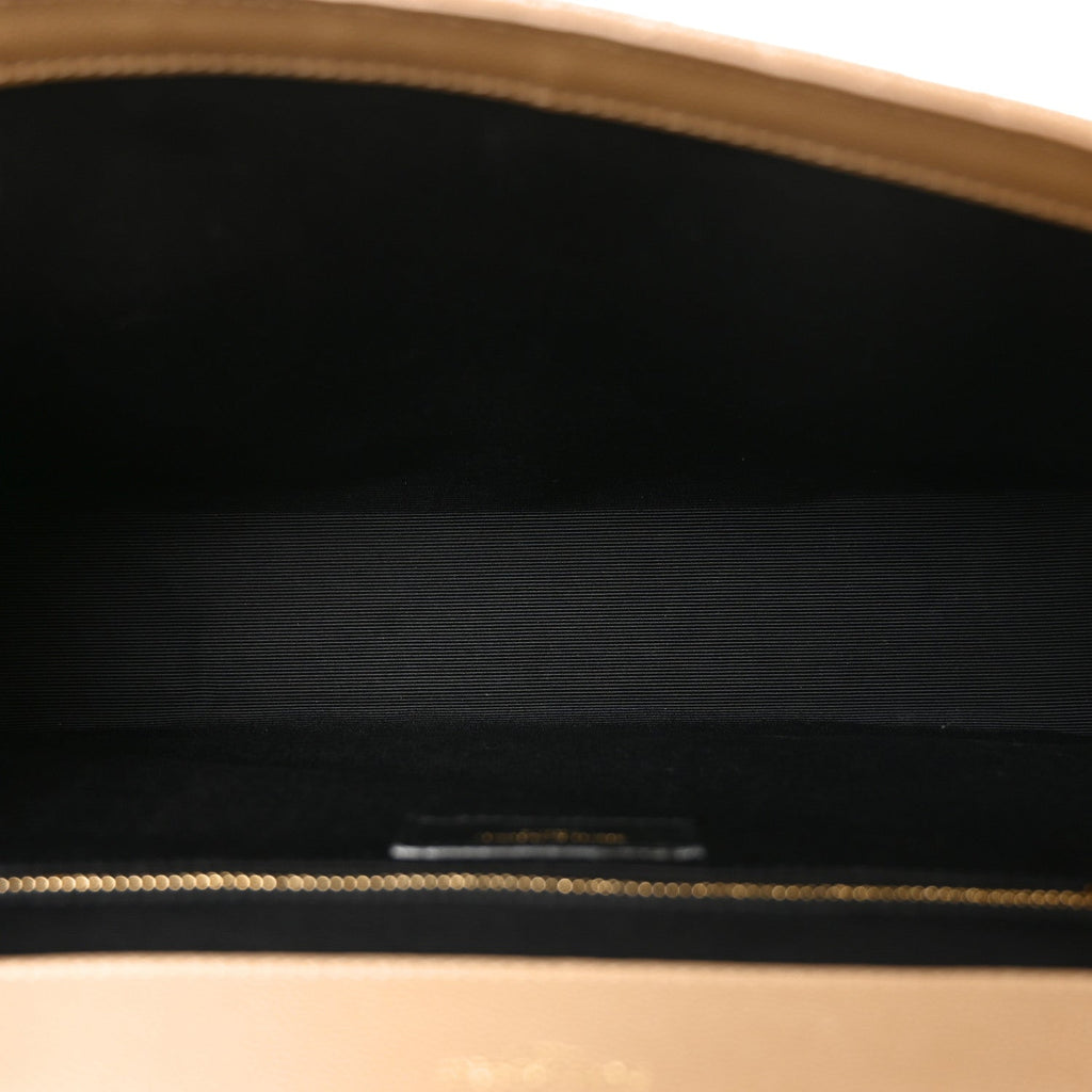 Grain De Poudre Mixed Matelasse Large Triquilt Monogram Satchel Dark Latte