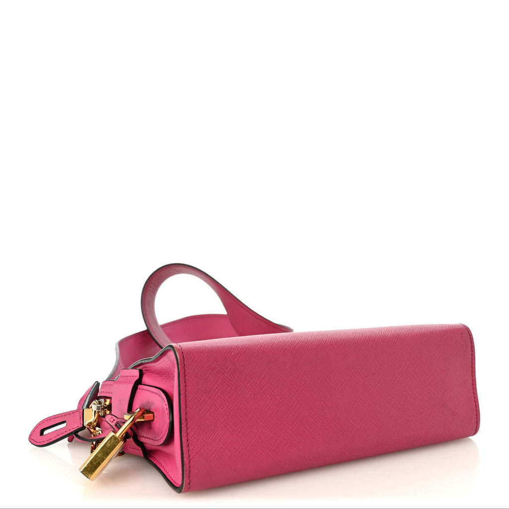 Saffiano City Calfskin Bandoliera Bag Fuxia