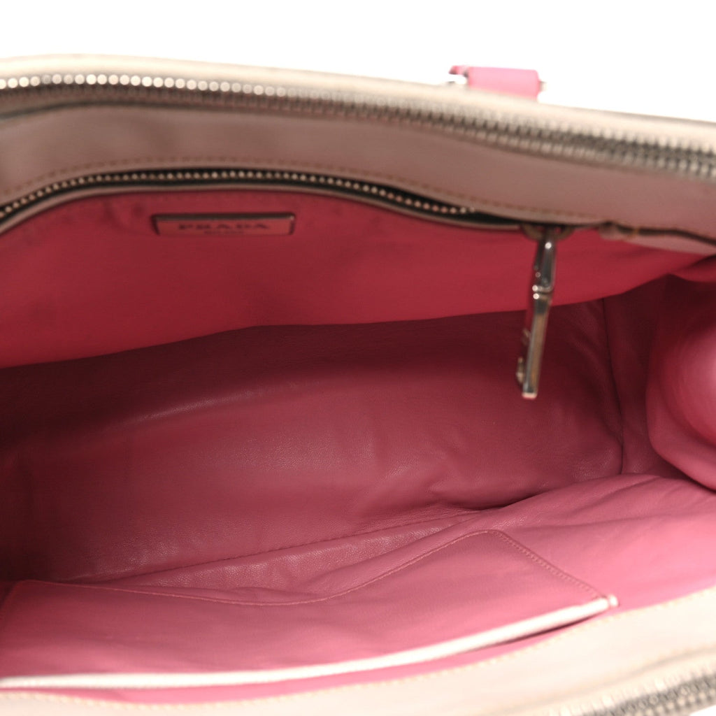 Saffiano Lux Colorblock Small Galleria Double Zip Tote Peonia