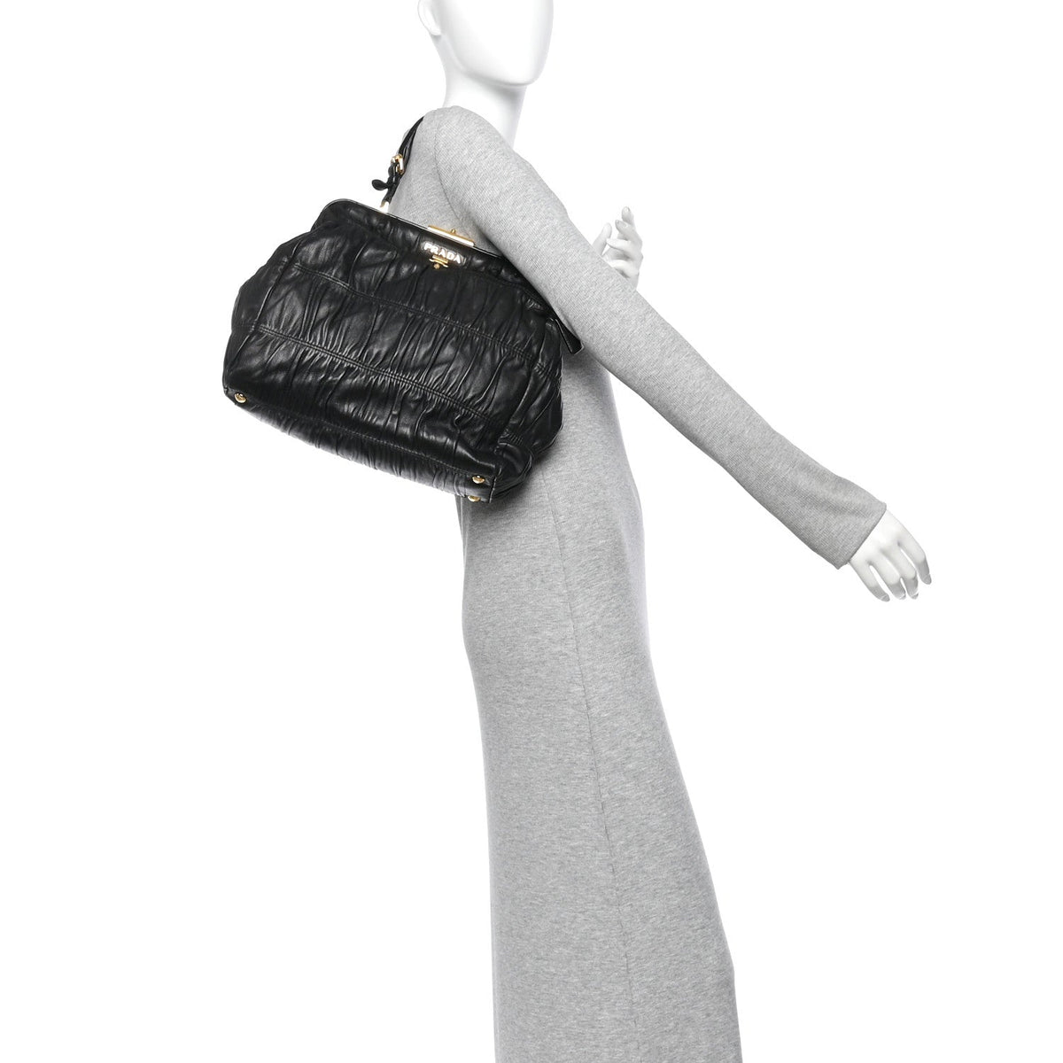 Nappa Dressy Gaufre Framed Tote Black