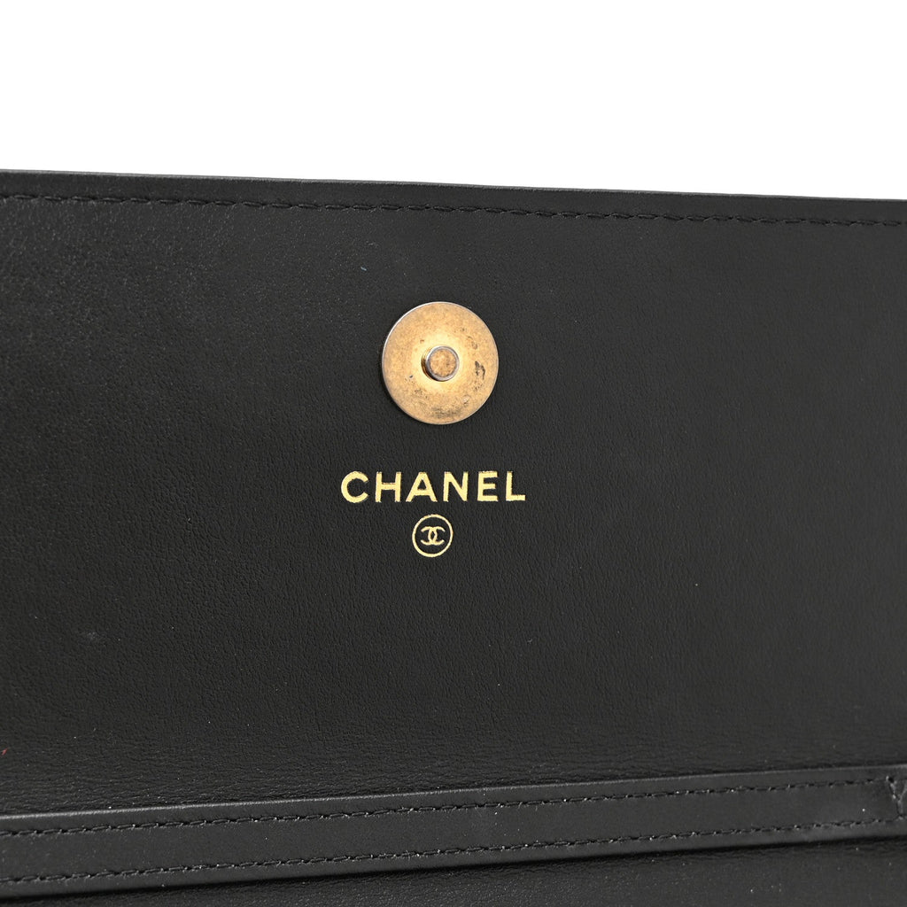 Aged Calfskin Quilted Reissue Flap Phone Holder With Chain Black