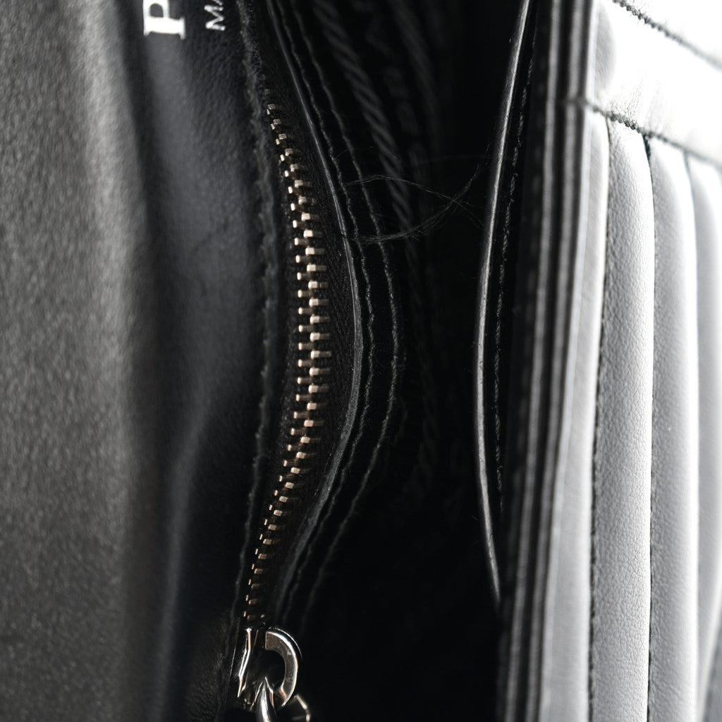 Soft Calfskin Impunture Diagramme Medium Chain Flap Shoulder Bag Black
