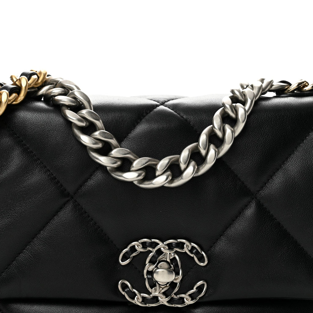 Lambskin Quilted Medium Chanel 19 Flap Black