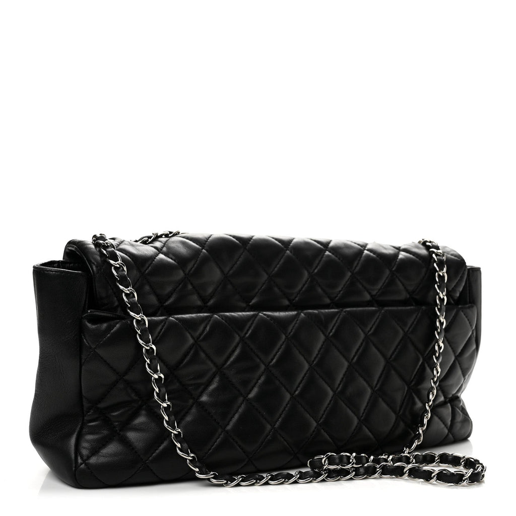 Lambskin Quilted Jumbo Coco Rain Flap Black