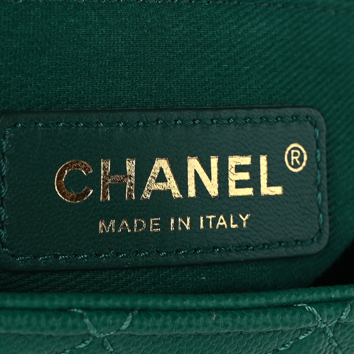 Caviar Quilted Small Coco Handle Flap Green