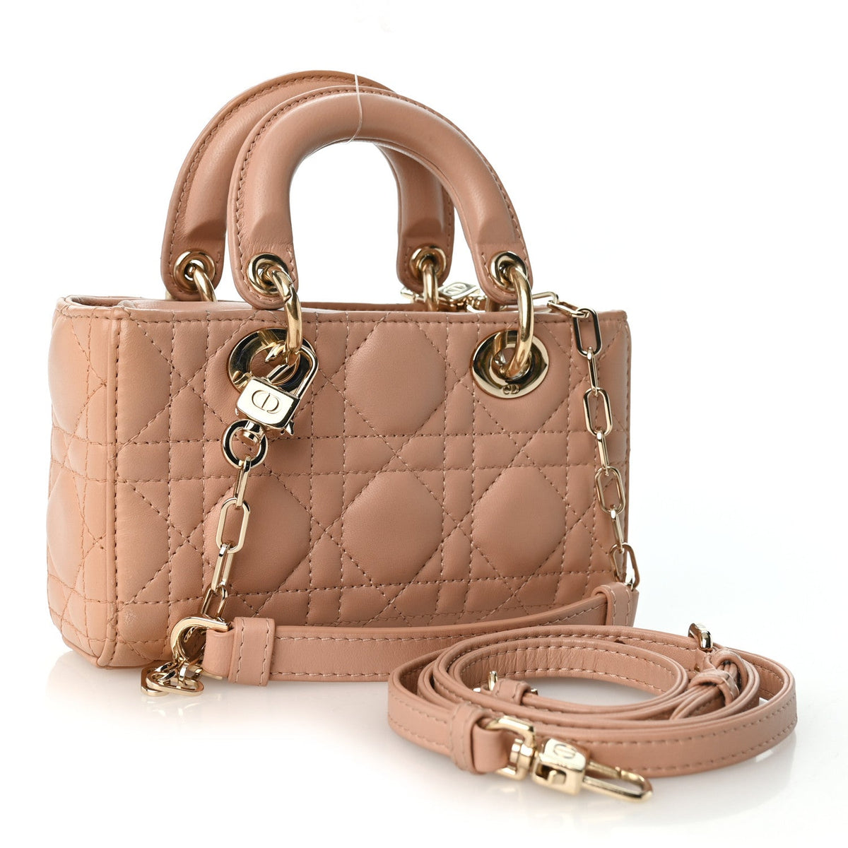Lambskin Cannage Micro Lady D-Joy Rose Des Vents