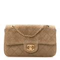 Suede Calfskin Mini Souplissimo Flap Dark Beige