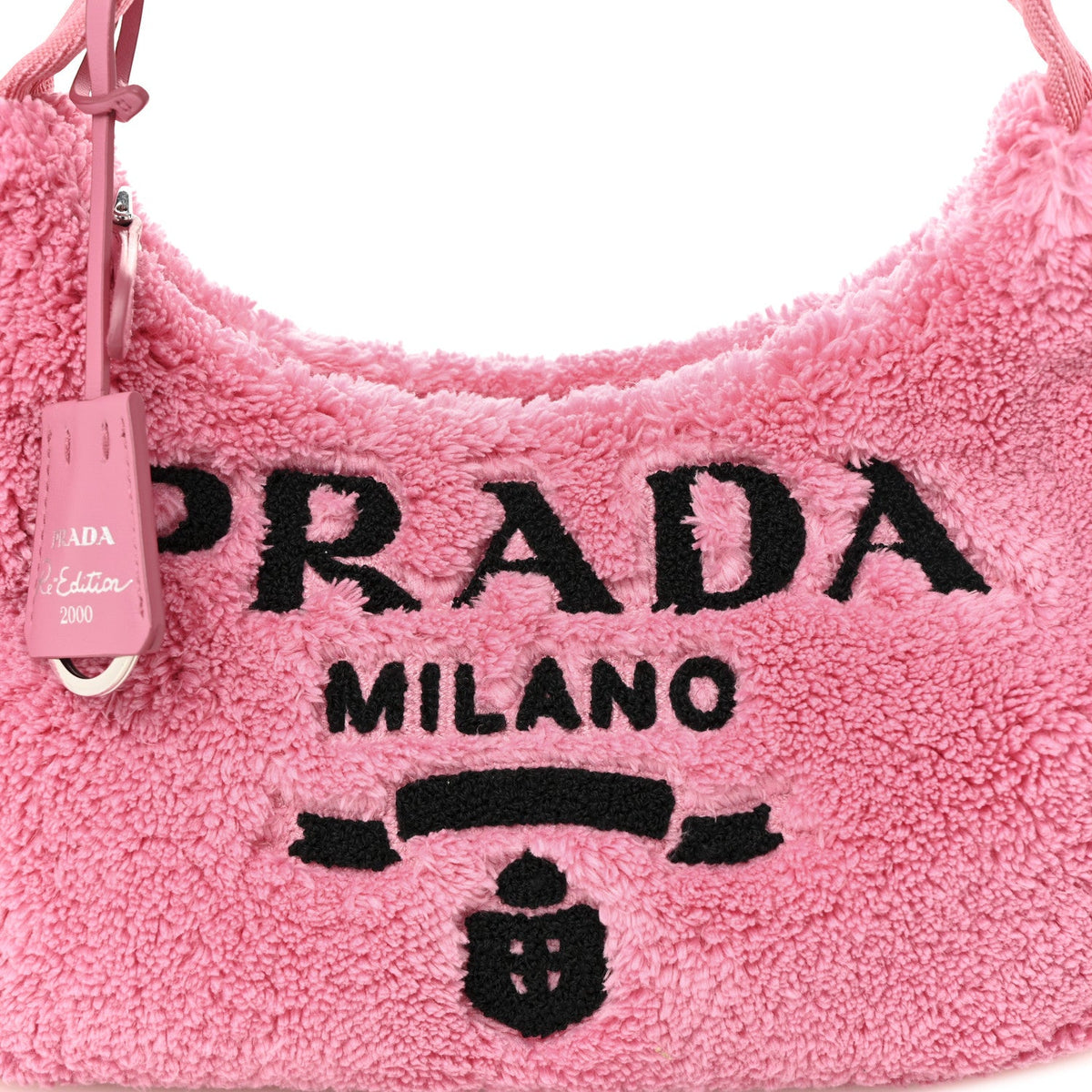 Terry Cloth Mini Re-Edition 2000 Bag Petalo Black