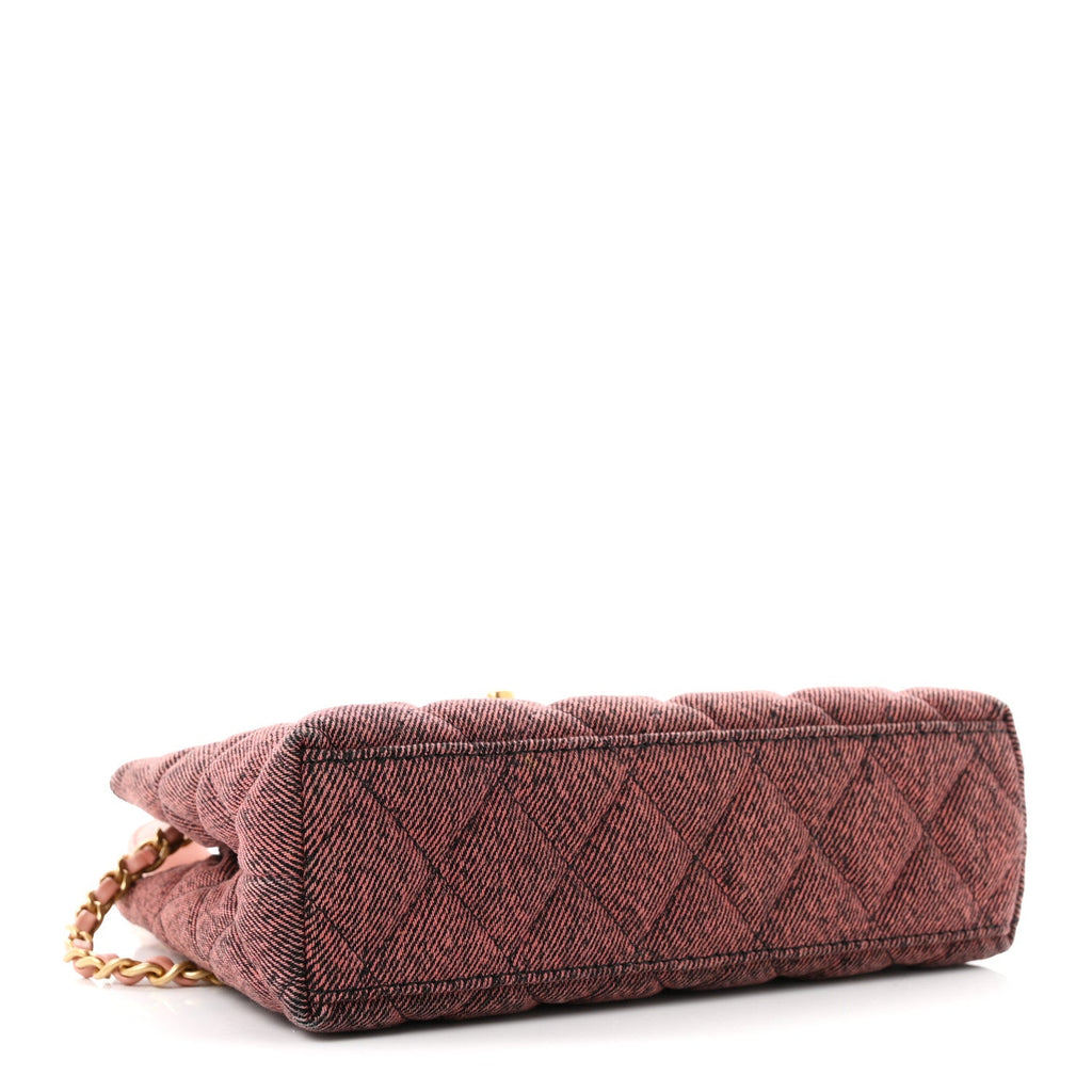 Denim Quilted Nano Kelly Shopper Orange Black