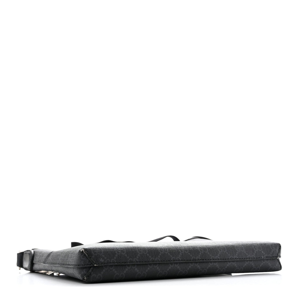 GG Supreme Monogram Azalea Calfskin Retro Interlocking G Wristlet Messenger Bag Black