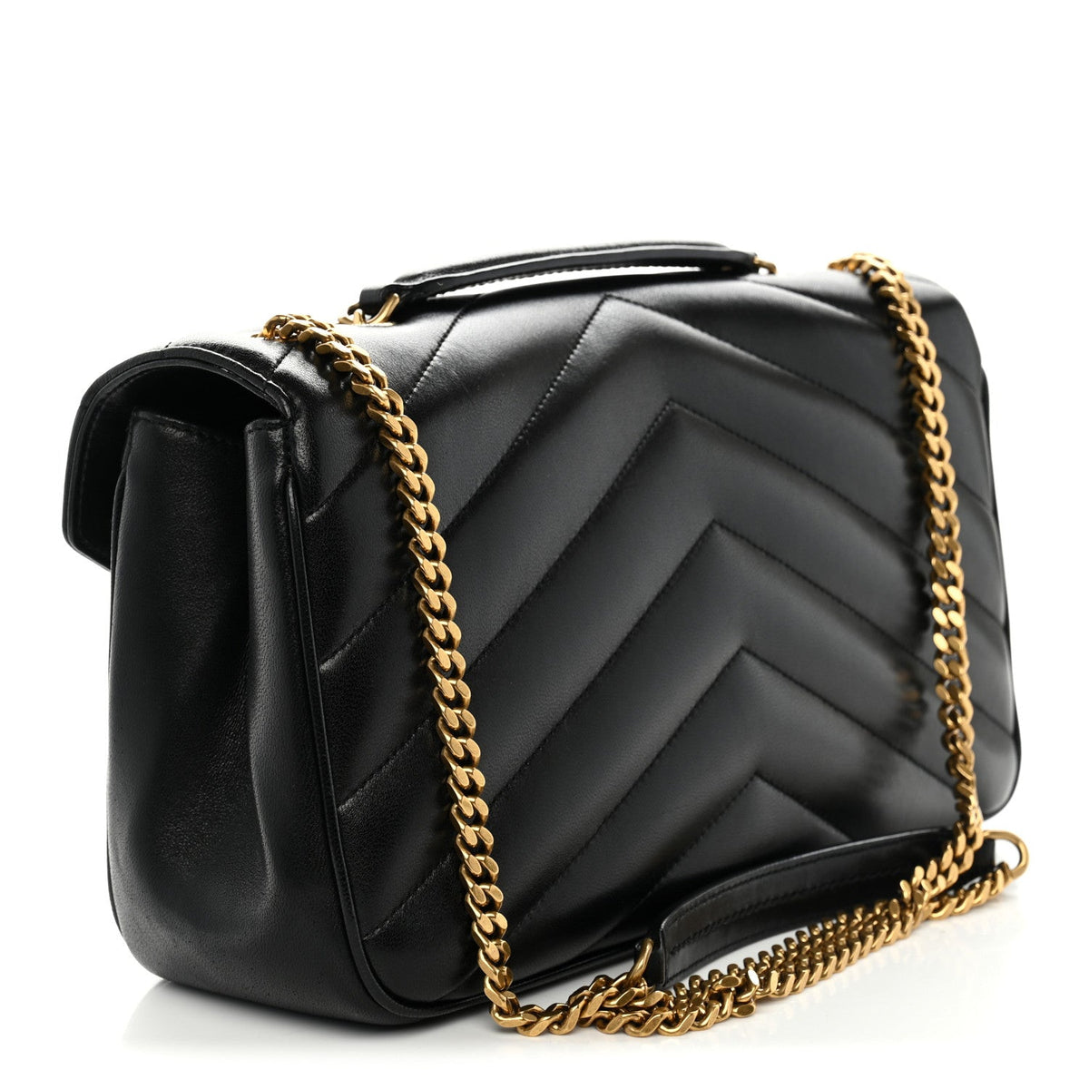 Lambskin Chevron Quilted Medium Loulou Black