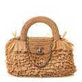 Raffia Fringe Nano Kelly Shopper Dark Beige