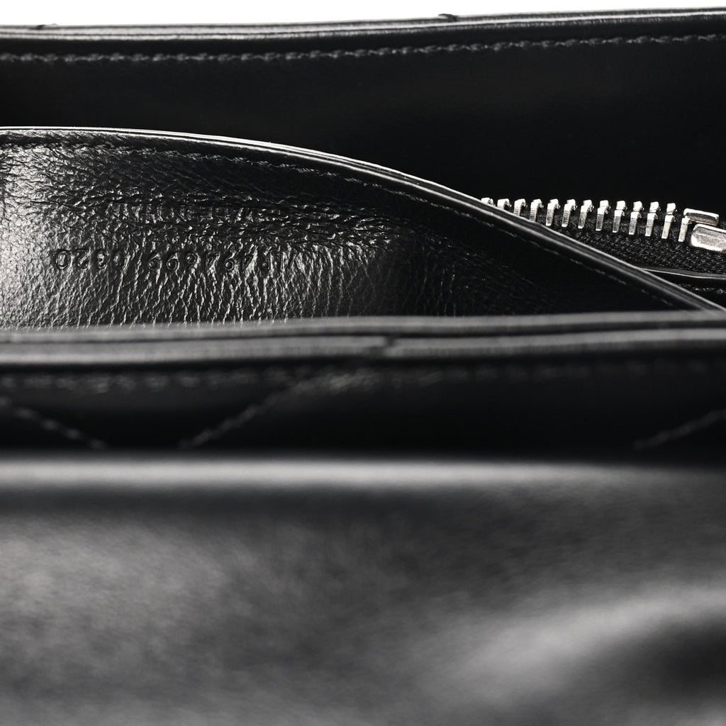 Calfskin Y Quilted Monogram Small Loulou Chain Satchel Black Black