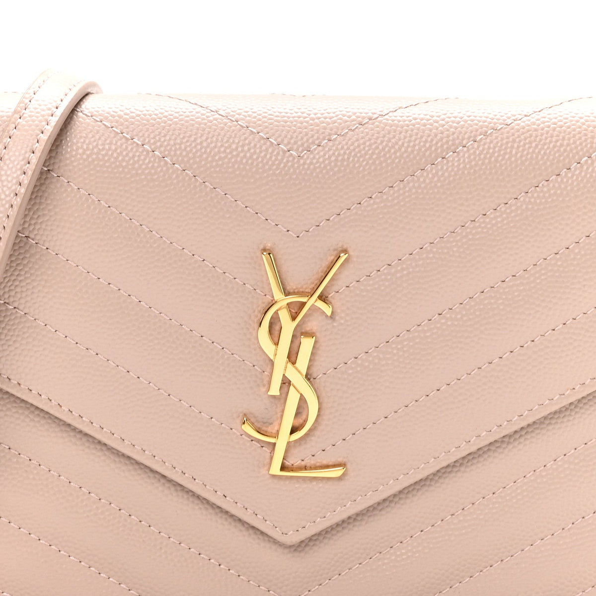 Grain De Poudre Matelasse Chevron Monogram Envelope Chain Wallet Rose Antic