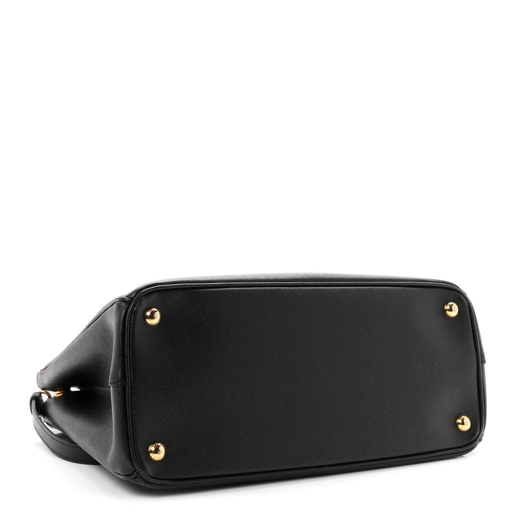 Saffiano Small Galleria Double Zip Tote Black
