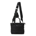 Re-Nylon Nappa Triangle Quilted Padded Double Handled Zip Pocket Tote Black