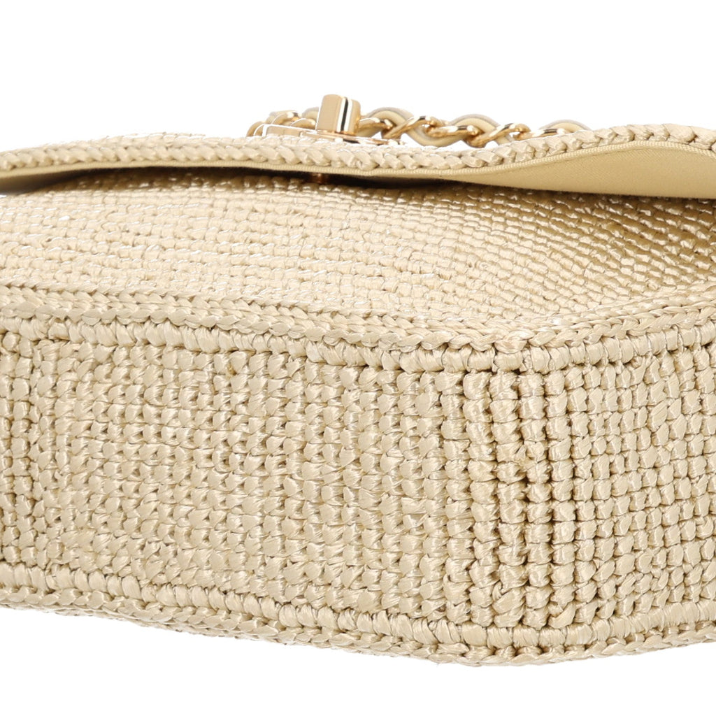 Braided Raffia Small Coco Beach Flap Beige