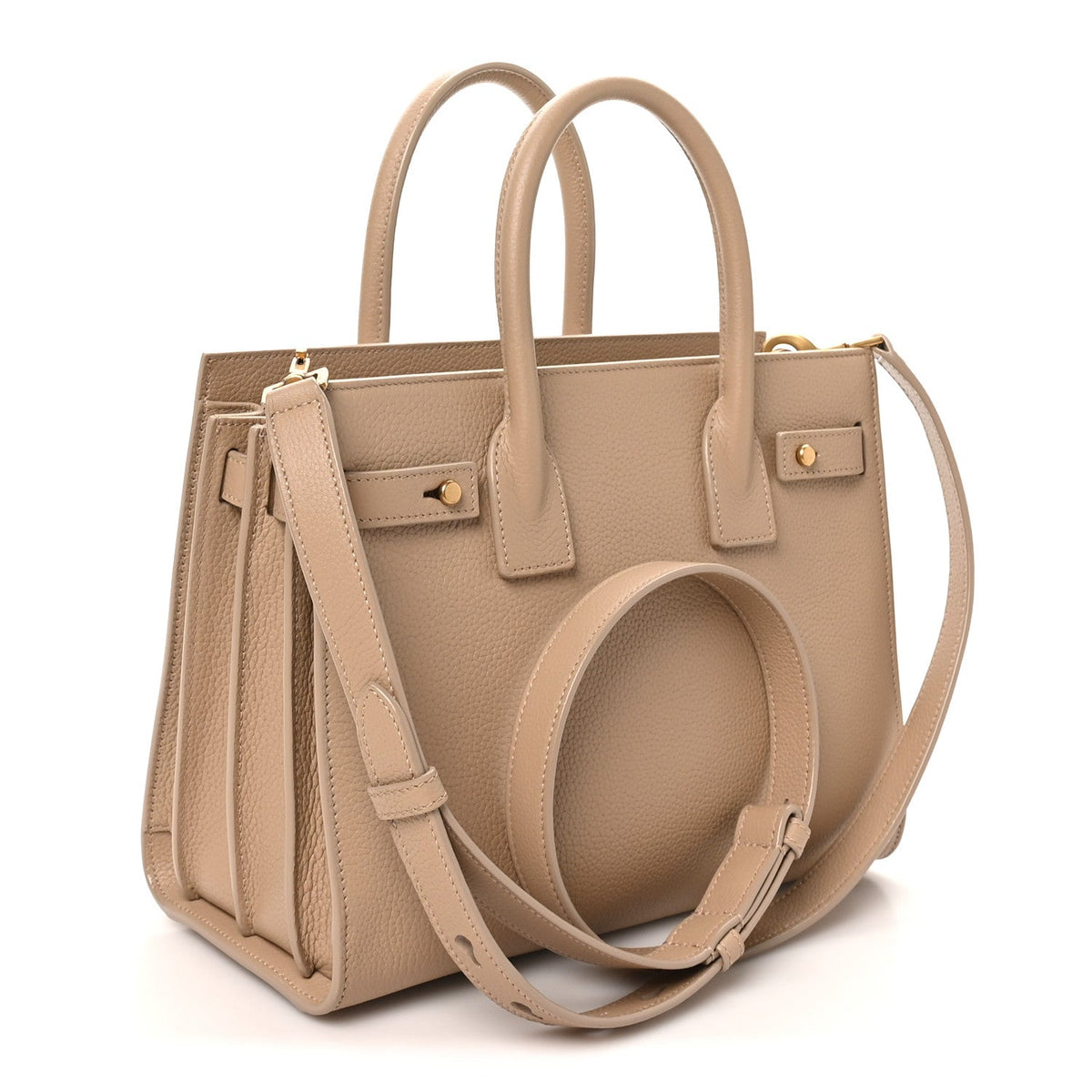 Grained Calfskin Baby Sac De Jour Souple Dark Beige