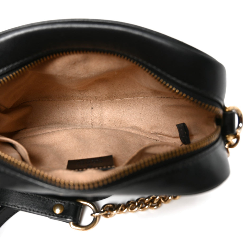 Calfskin Matelasse Mini GG Marmont Chain Shoulder Bag Black