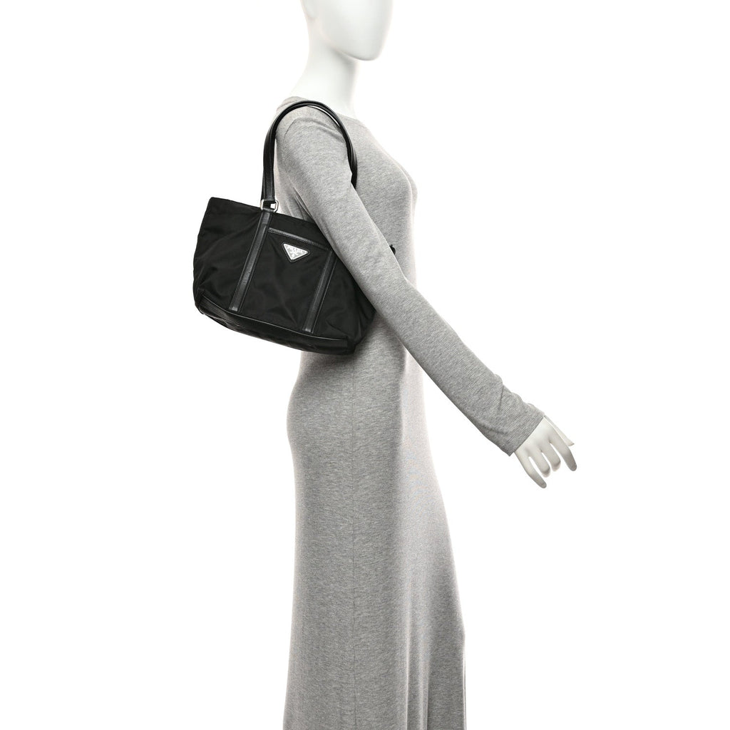 Tessuto Nylon Saffiano Tote Black