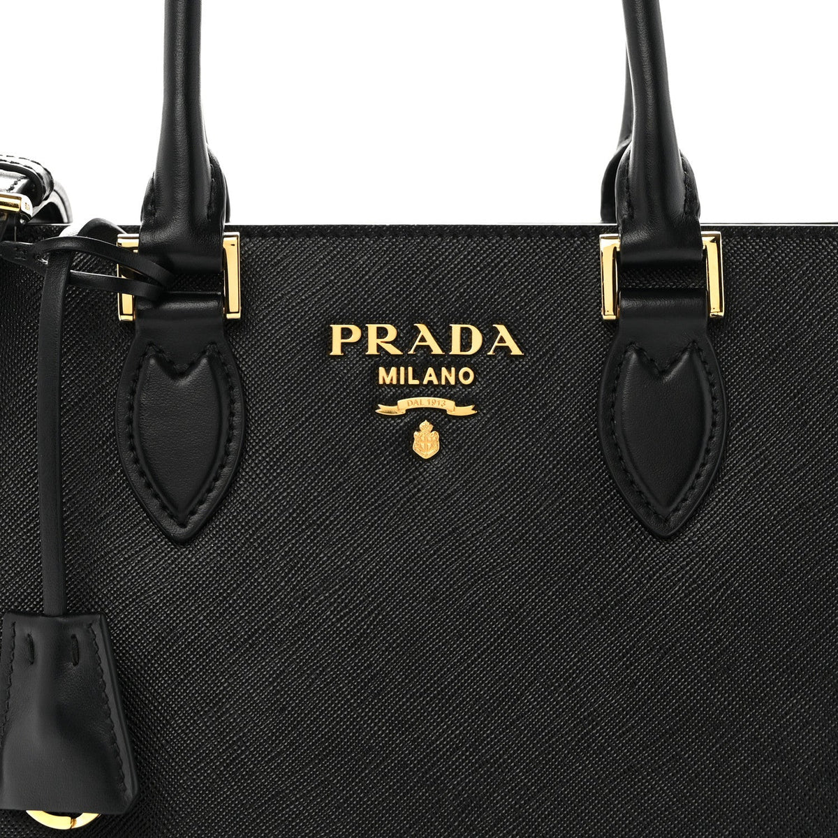 Saffiano Soft Calfskin Small Zippered Tote Black