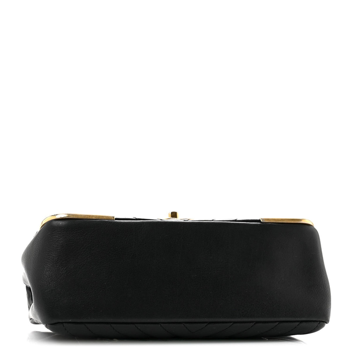 Calfskin Chevron Quilted Mini Rock The Corner Flap Black